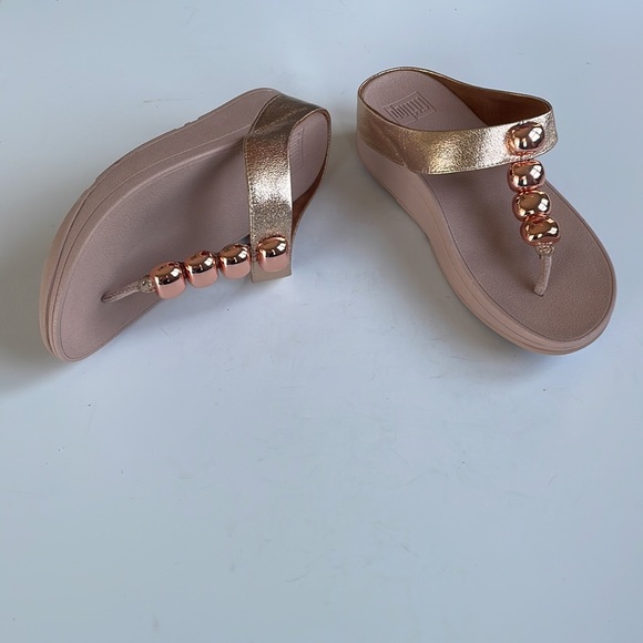NWT Fit Flop Francheska Glitzy Toe Thongs Rose Gold 6 - Picture 9 of 16